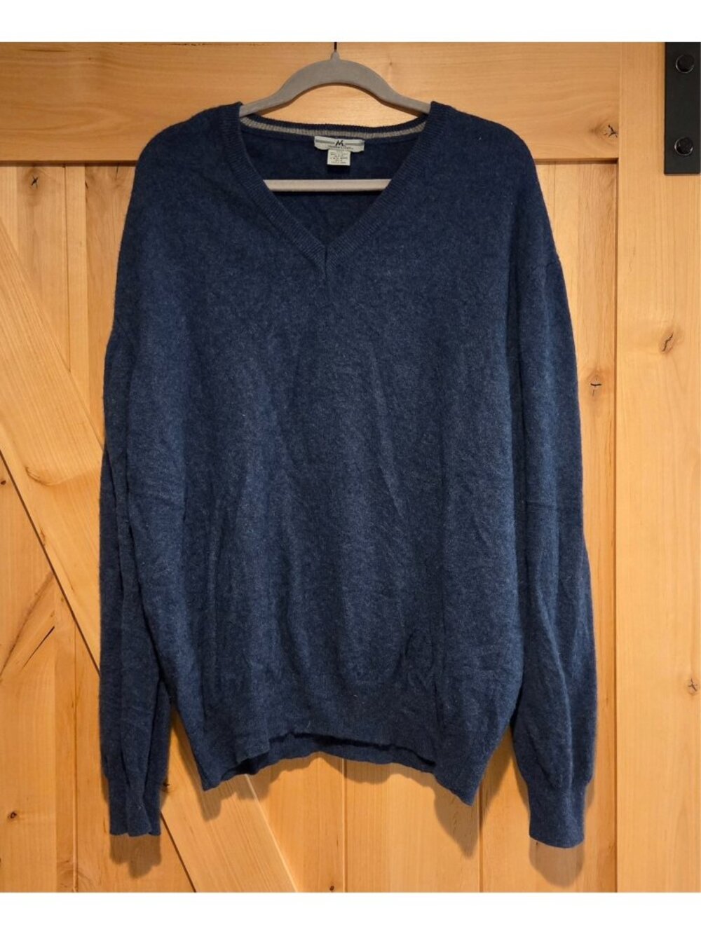 Member's Mark Sweater Mens 2XL Blue 100% Cashmere V Neck Pullover Made In Italy